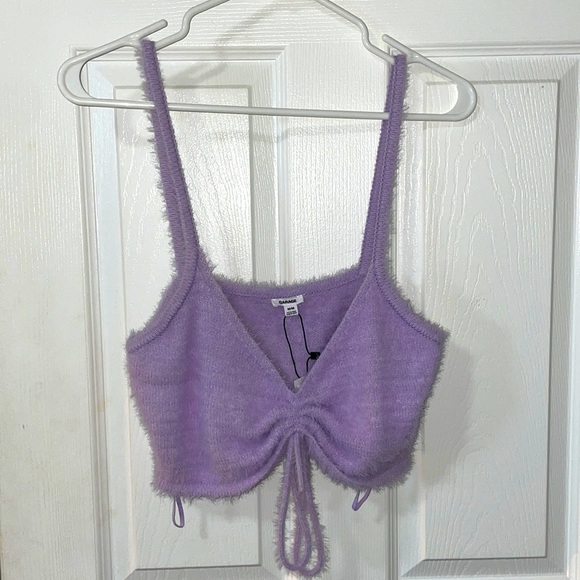 Purple Fuzzy Cami With Rushed Bust